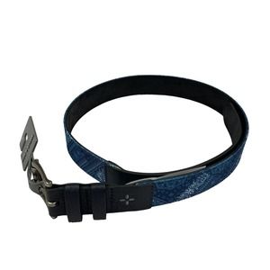 Sun + Stone Mens Faux Leather Bandana Paisley Belt Blue 30-36